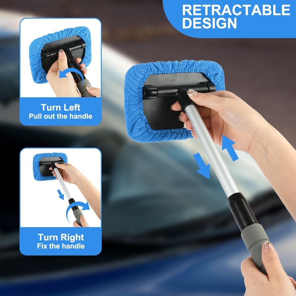 Thumbnail 3 de AMFUN 7-Piece Car Windscreen Cleaner Kit with Extendable Handle, 6 Microfibre Pads & Spray Bottle