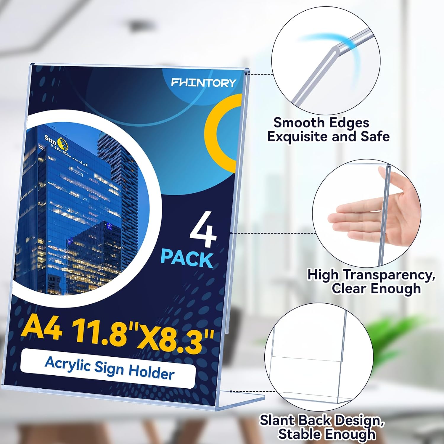 Thumbnail 4 de Fhintory A4/4Pcs présentoir A4-displaystandaard, transparant acryl, 4 stuks