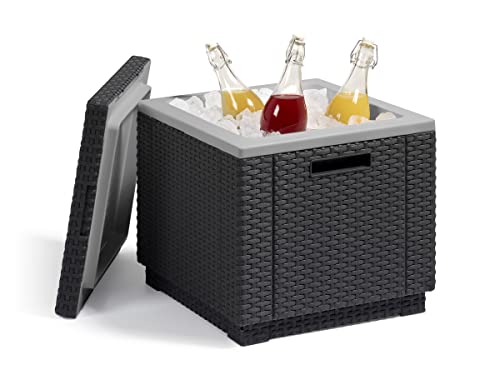 Thumbnail 4 de Keter Ice Cube: mesa nevera para exterior en resina con acabado ratán (Grafito) 42 x 42 x 41 cm