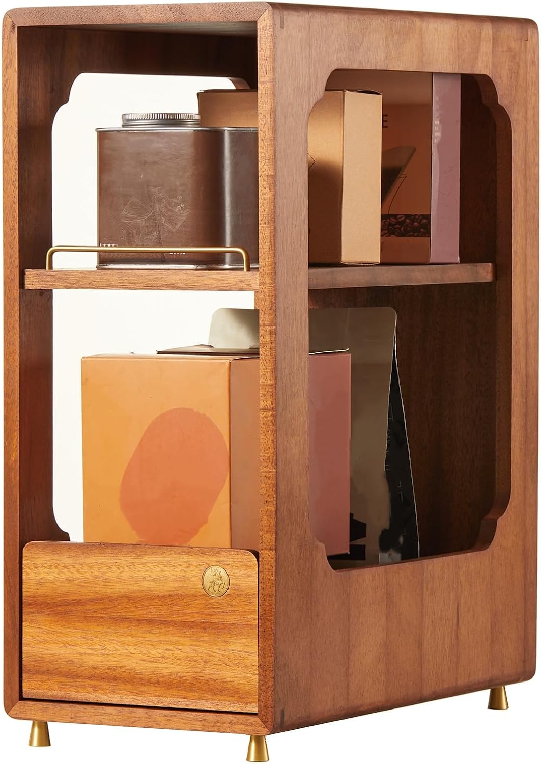 Detalle de Coffee Station Organizer in Walnut Wood