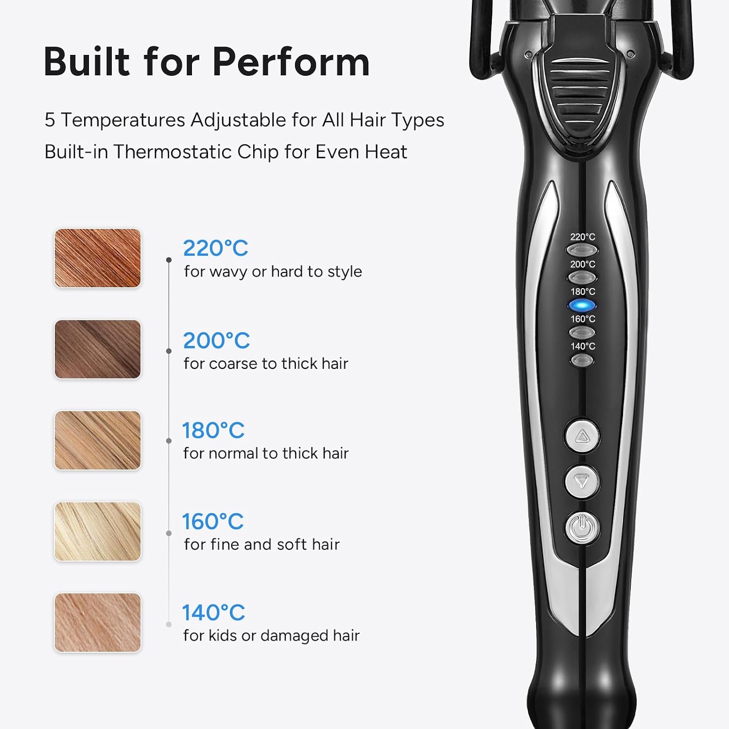 Thumbnail 5 de FUNBUGS Long Barrel 32mm Curling Tongs with Dual Voltage and Extended 20cm Wand