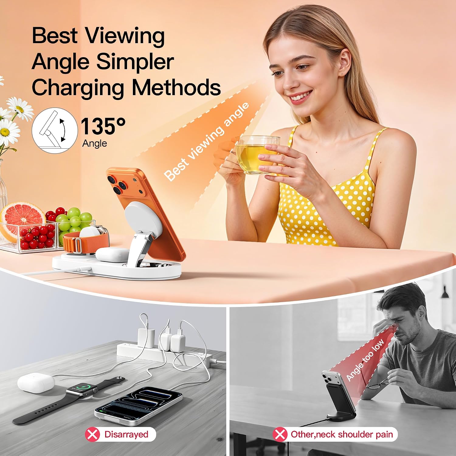 Detalle de Travel• Metal Bracket: Magnetic 3-in-1 Wireless Charging Station