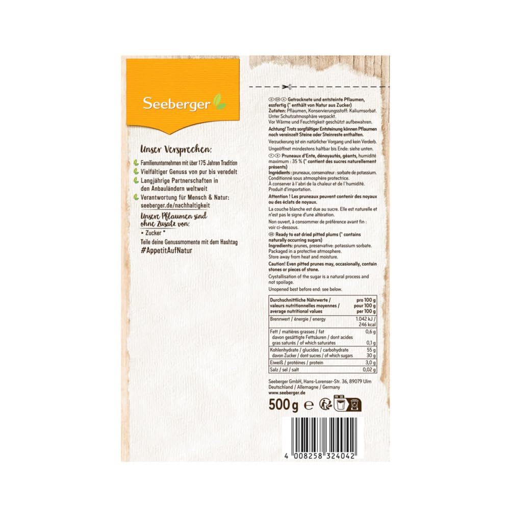 Thumbnail 1 de Seeberger Pflaumen entsteint im 8er Pack (8 x 500 g) – extra große, süß-aromatische Dörrpflaumen, vegan