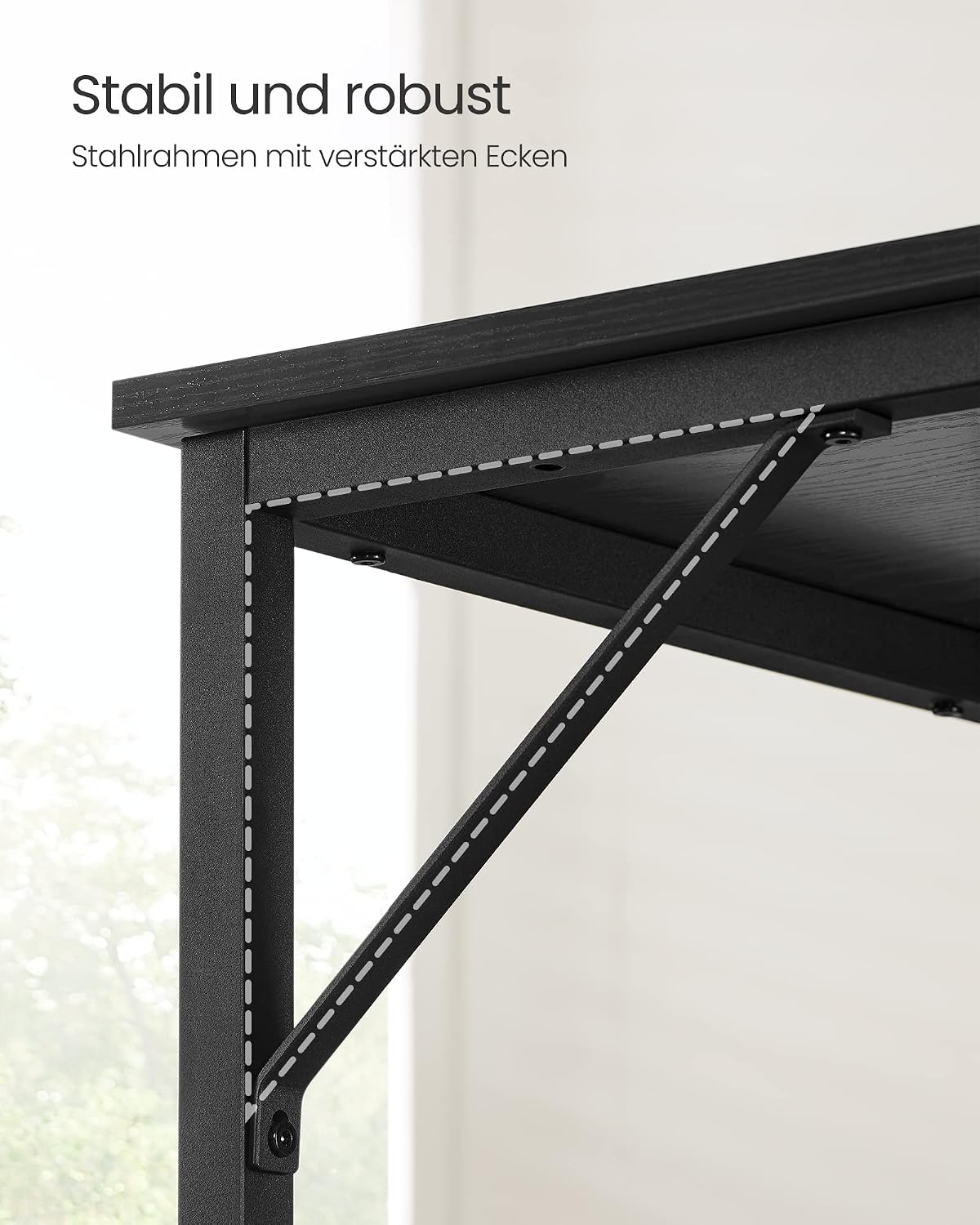 Thumbnail 6 de VASAGLE Computertisch LWD041K01 (100 x 50 x 76 cm) in Kamelbraun/Schwarz – stabiler Bürotisch fürs Arbeitszimmer