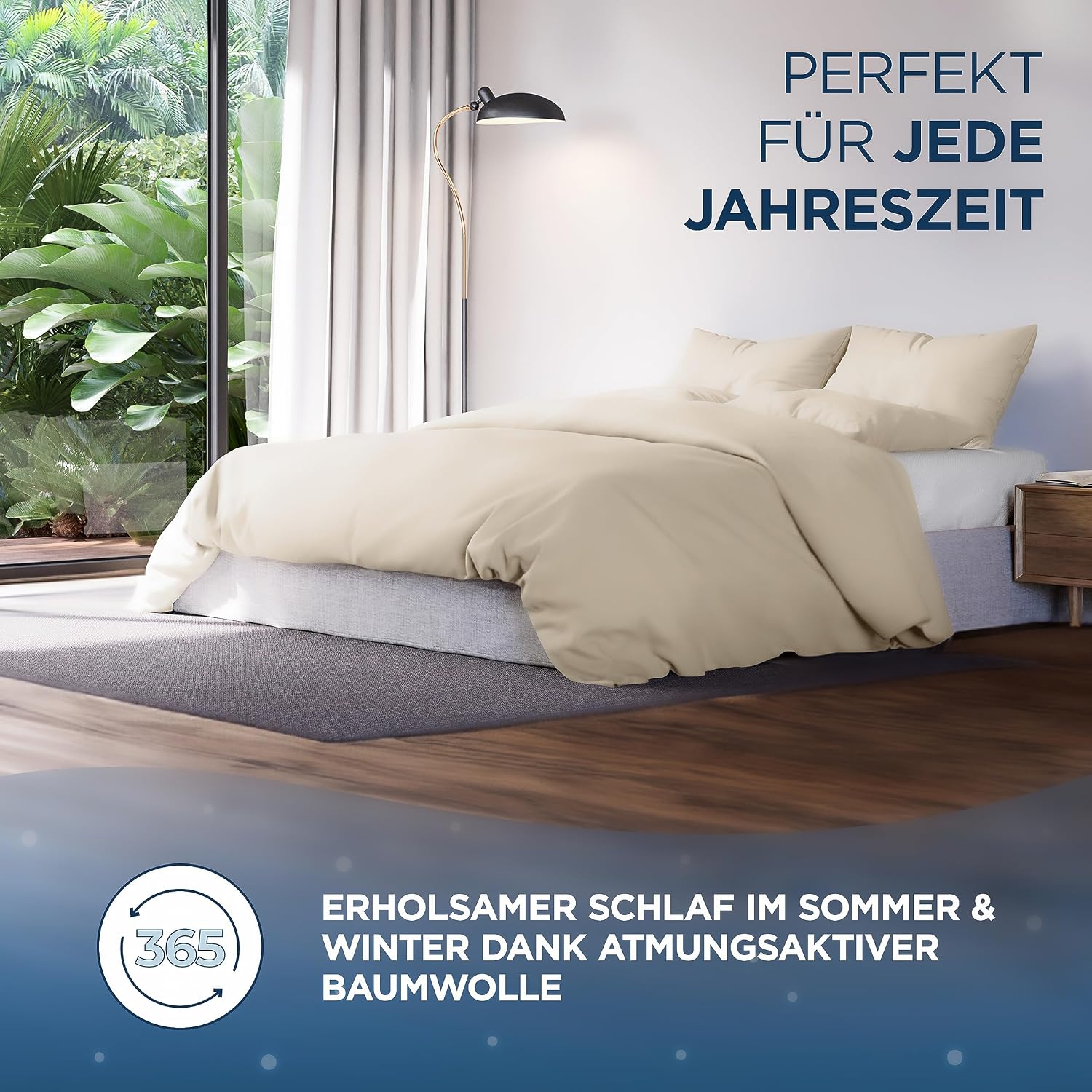 Thumbnail 2 de Samthus Kopfkissenbezug 40x80 aus Baumwolle-Satin (OEKO-Tex Made in Green) – beige