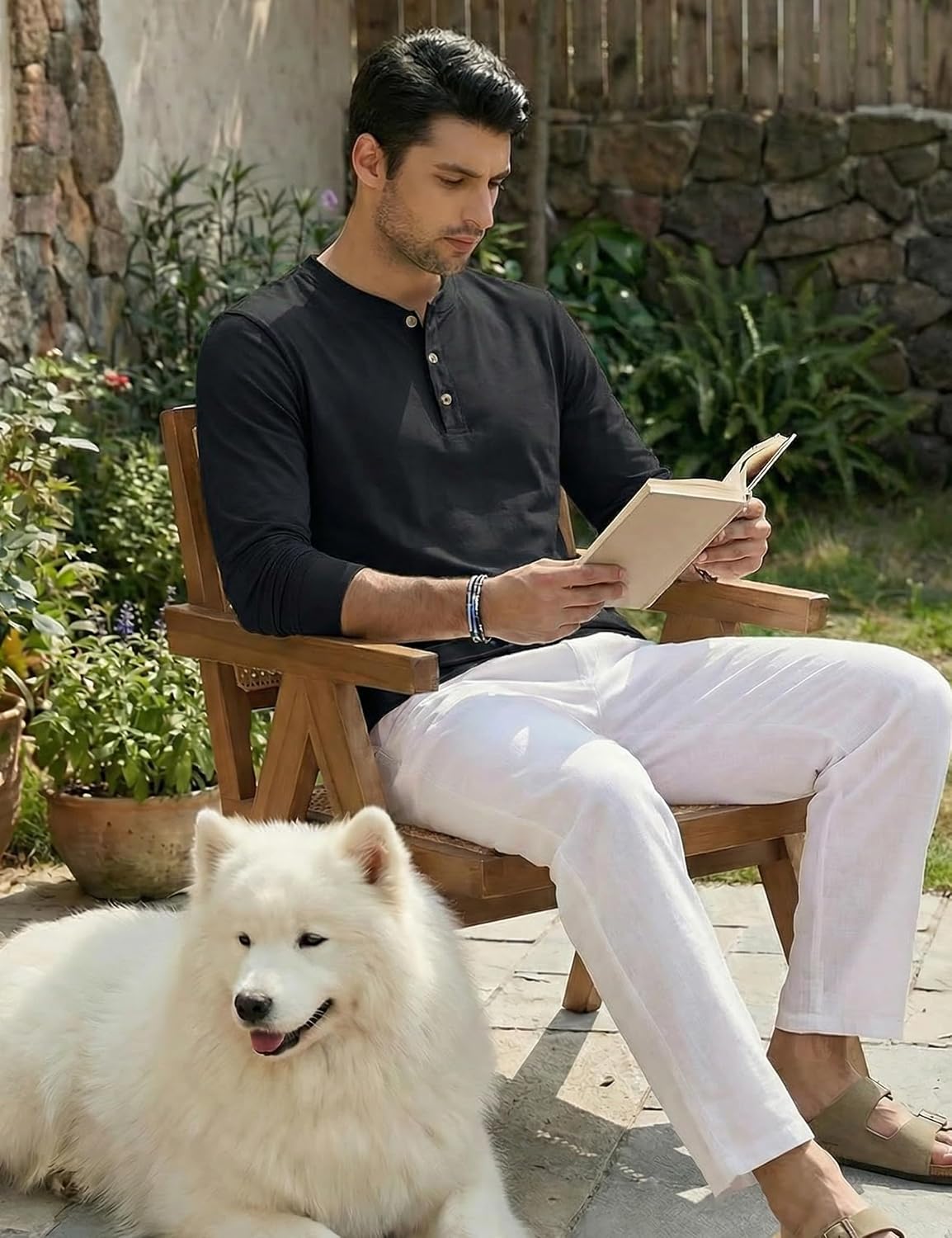 Thumbnail 3 de TACVASEN Chemise Henley en coton manches longues