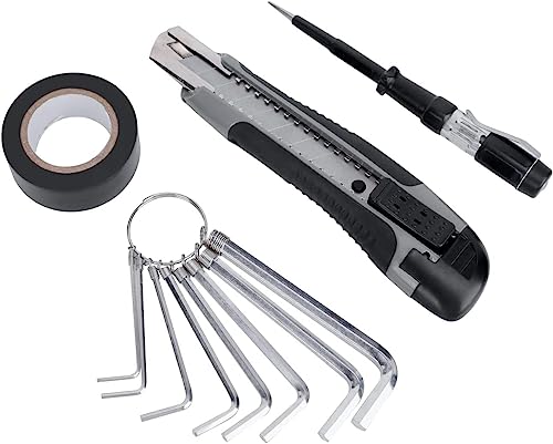 Detalle de Amazon Basics Juego de herramientas para el hogar, 32 piezas, plástico negro/gris