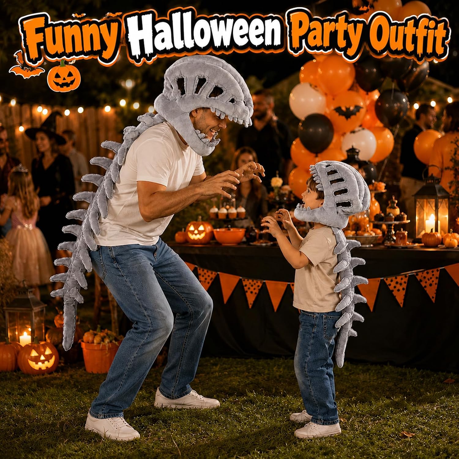 Thumbnail 5 de TVVPGG Dinosaur Skeleton Costume, 47-Inch Plush Spinosaurus Set