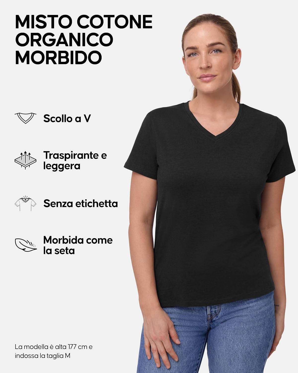 Detalle de DANISH ENDURANCE Maglietta in cotone biologico e modal, t-shirt da donna a mezze maniche (2 paia)