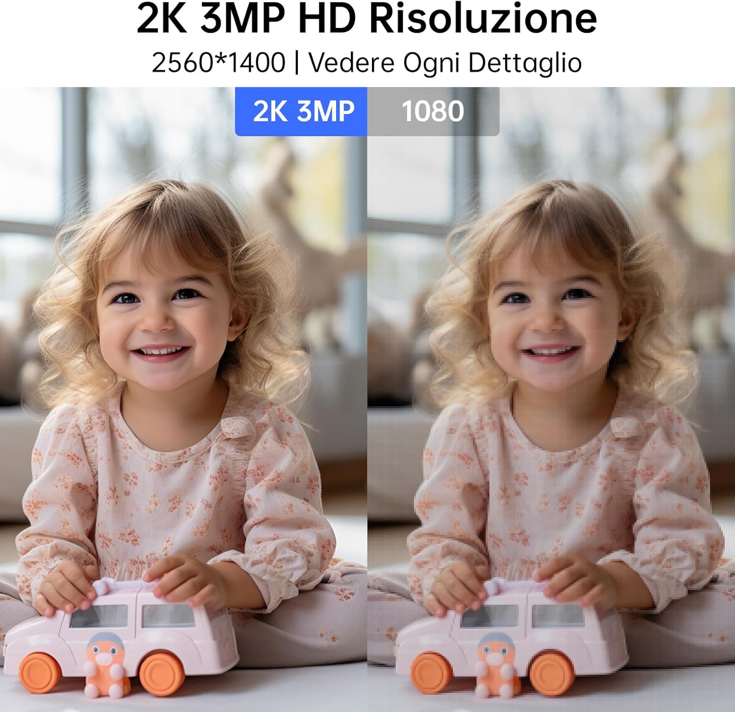 Detalle de CiKiKWXO 2K Telecamera WiFi Interno (2 pezzi) – Sorveglianza 2K, Pan/Tilt e Trasmissione Bidirezionale