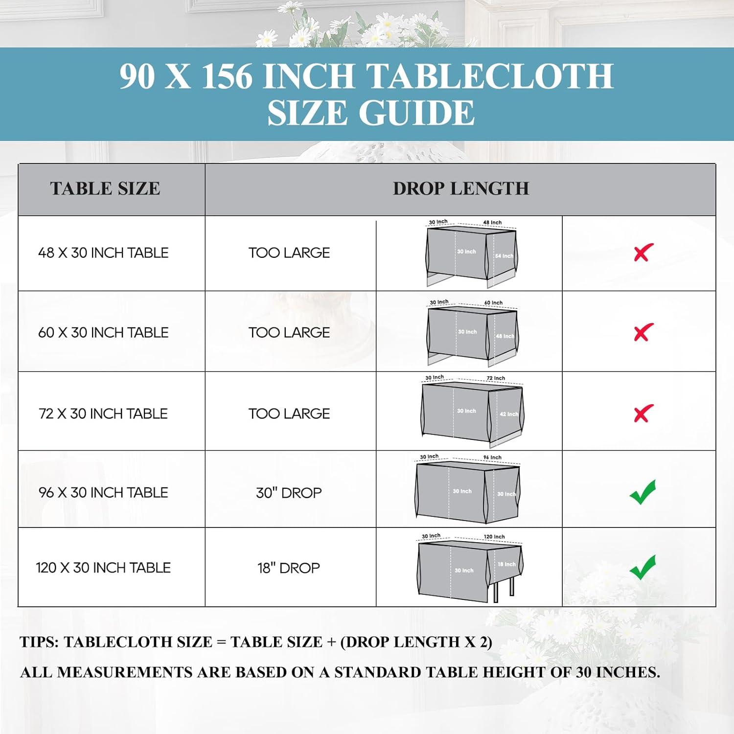 Thumbnail 1 de VidaFete Tablecloth 90×156 inch White 🍽