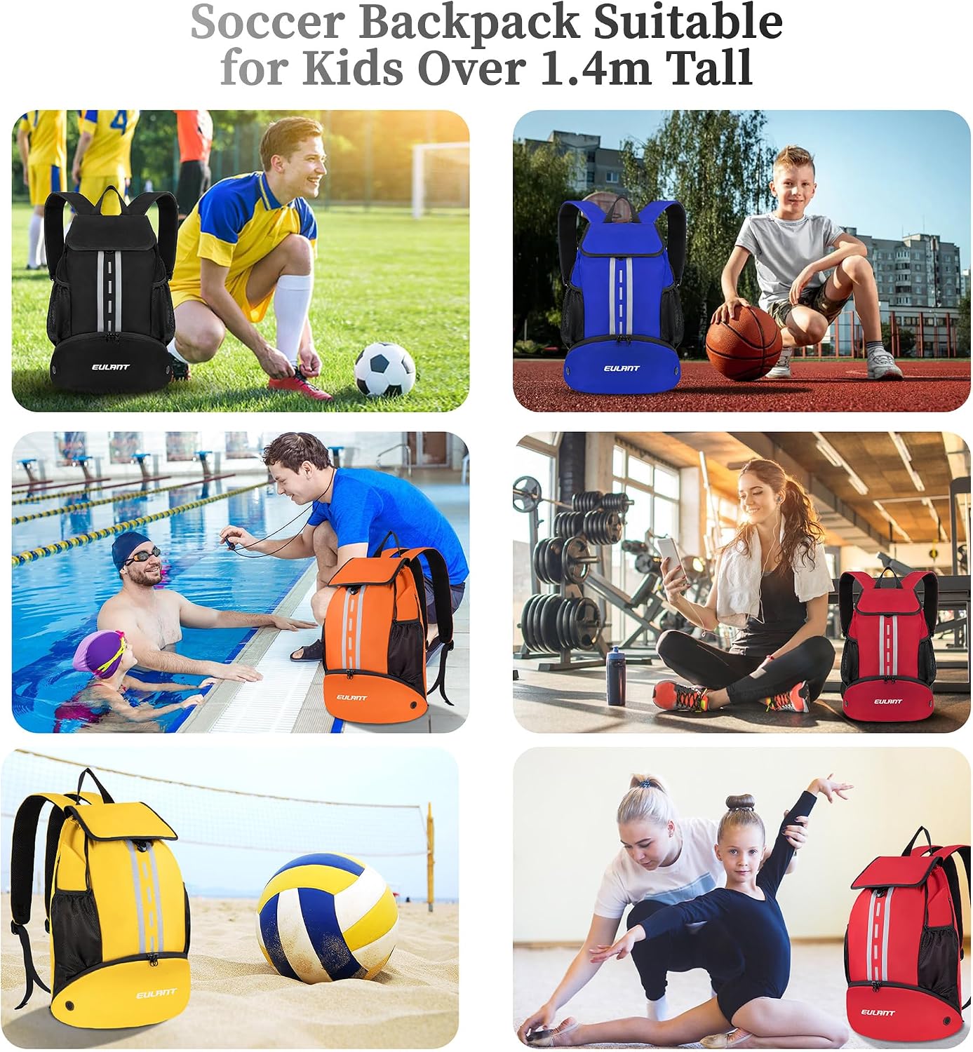 Thumbnail 5 de EULANT Mochila deportiva con compartimento para zapatos 47 cm