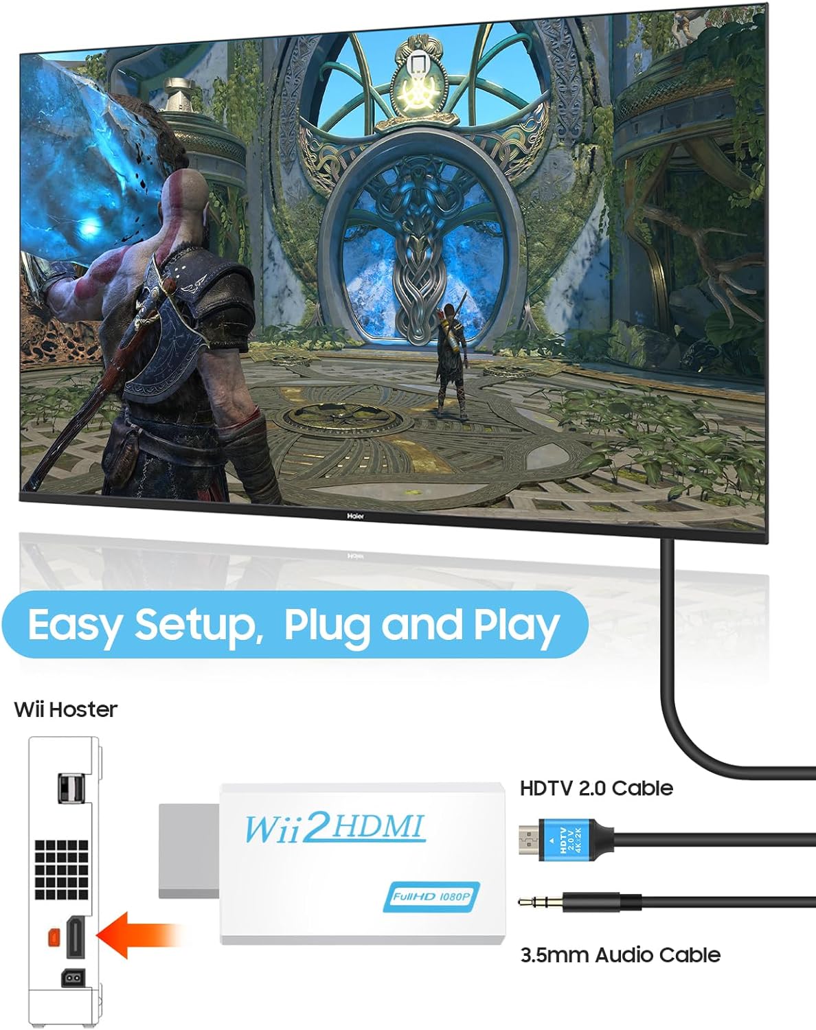 Thumbnail 2 de Wii to HDMI Converter 1080P Adapter