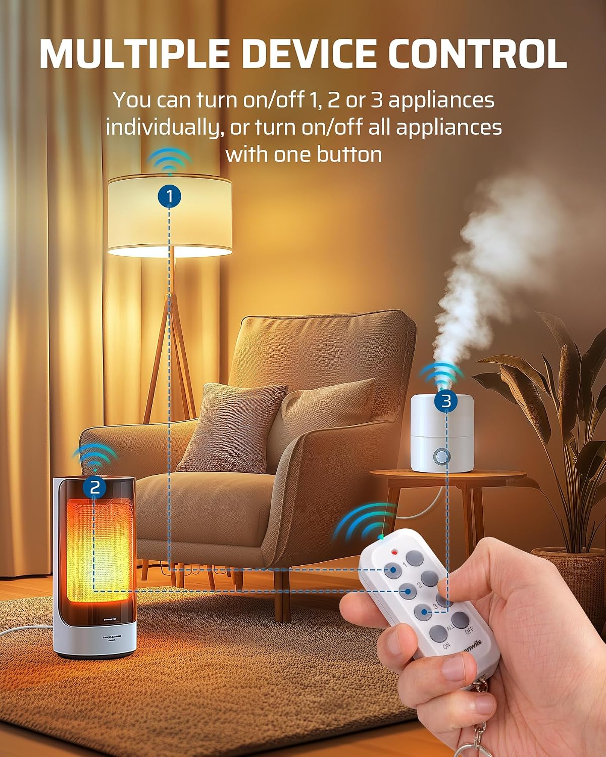 Thumbnail 1 de DEWENWILS Remote Control Plug Socket: Programmable, expandable wireless light switch with 3 sockets and 30m range