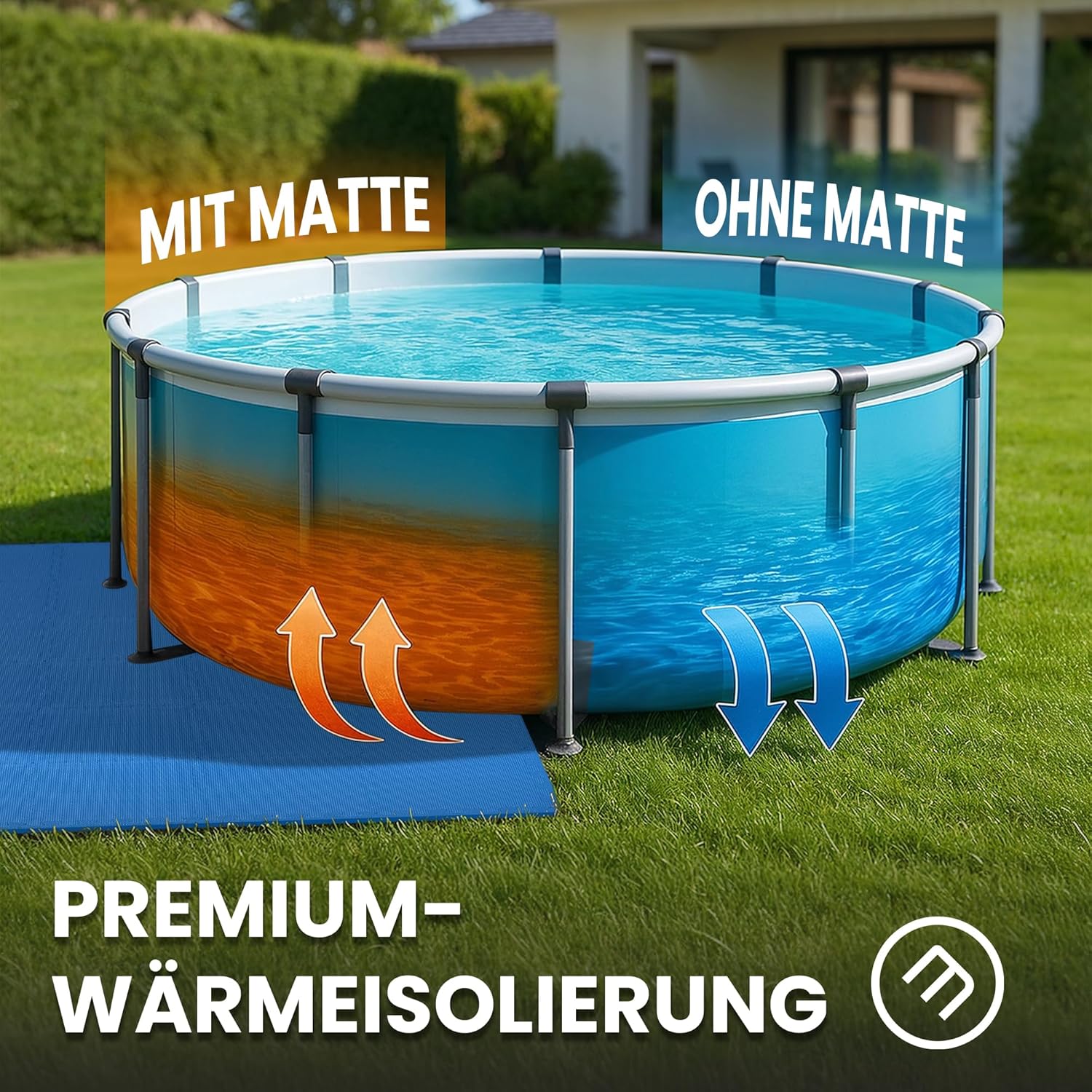 Detalle de bemaxx Poolunterlage Poolmatte Unterlegmatte – 18 EVA-Puzzlematten als Bodenschutz für Pool, Whirlpool und Planschbecken