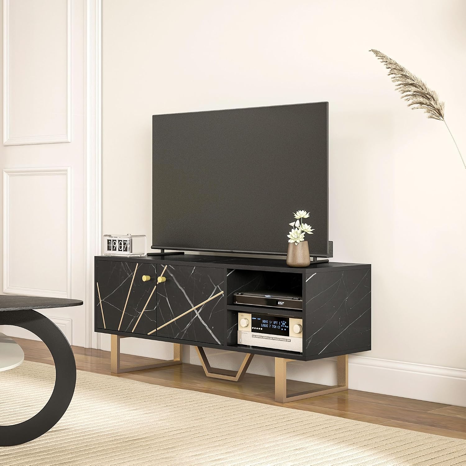 Thumbnail 8 de HOMCOM Mueble de TV Efecto Mármol Negro y Dorado 🖤