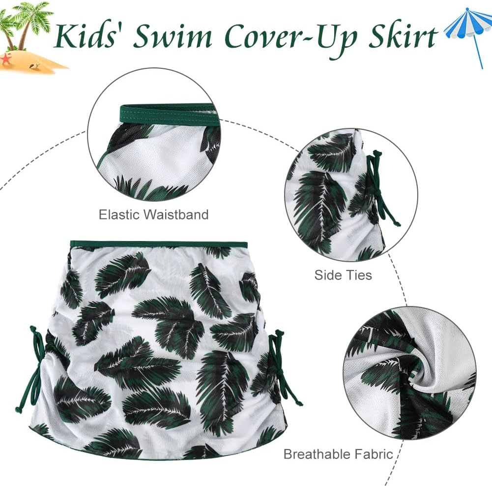 Thumbnail 6 de Aolso Girls’ Swimsuit Set, 3 Bikini Tops, Tanga Bottom with Skirt, Blue/Green