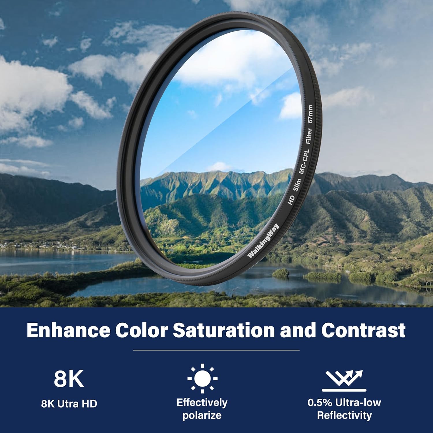 Detalle de Walking Way 49mm MC CPL Circular Polarising Filter – Ultra Slim, Multi-Coated Professional Lens Filter