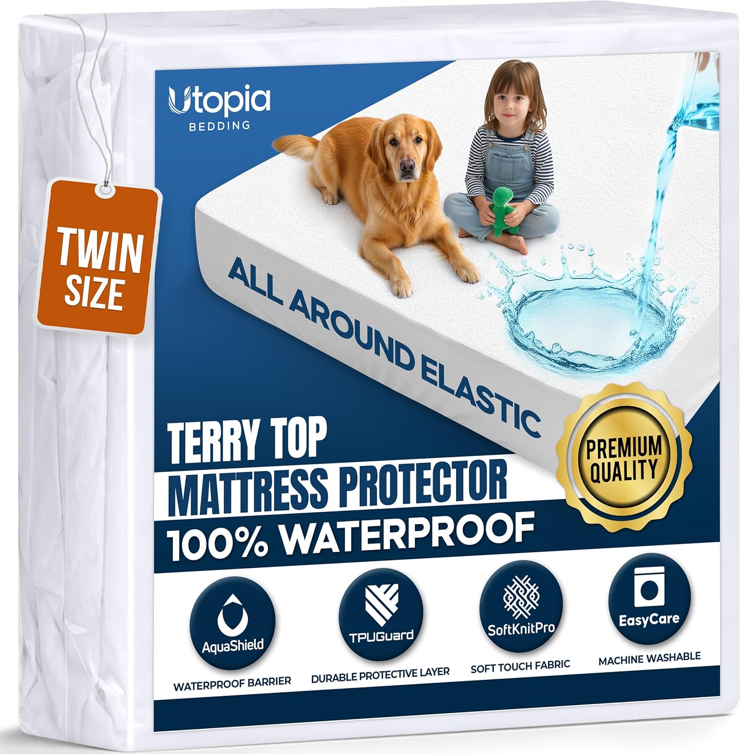 Detalle de Utopia Bedding Twin Mattress Protector, 15-inch Fit