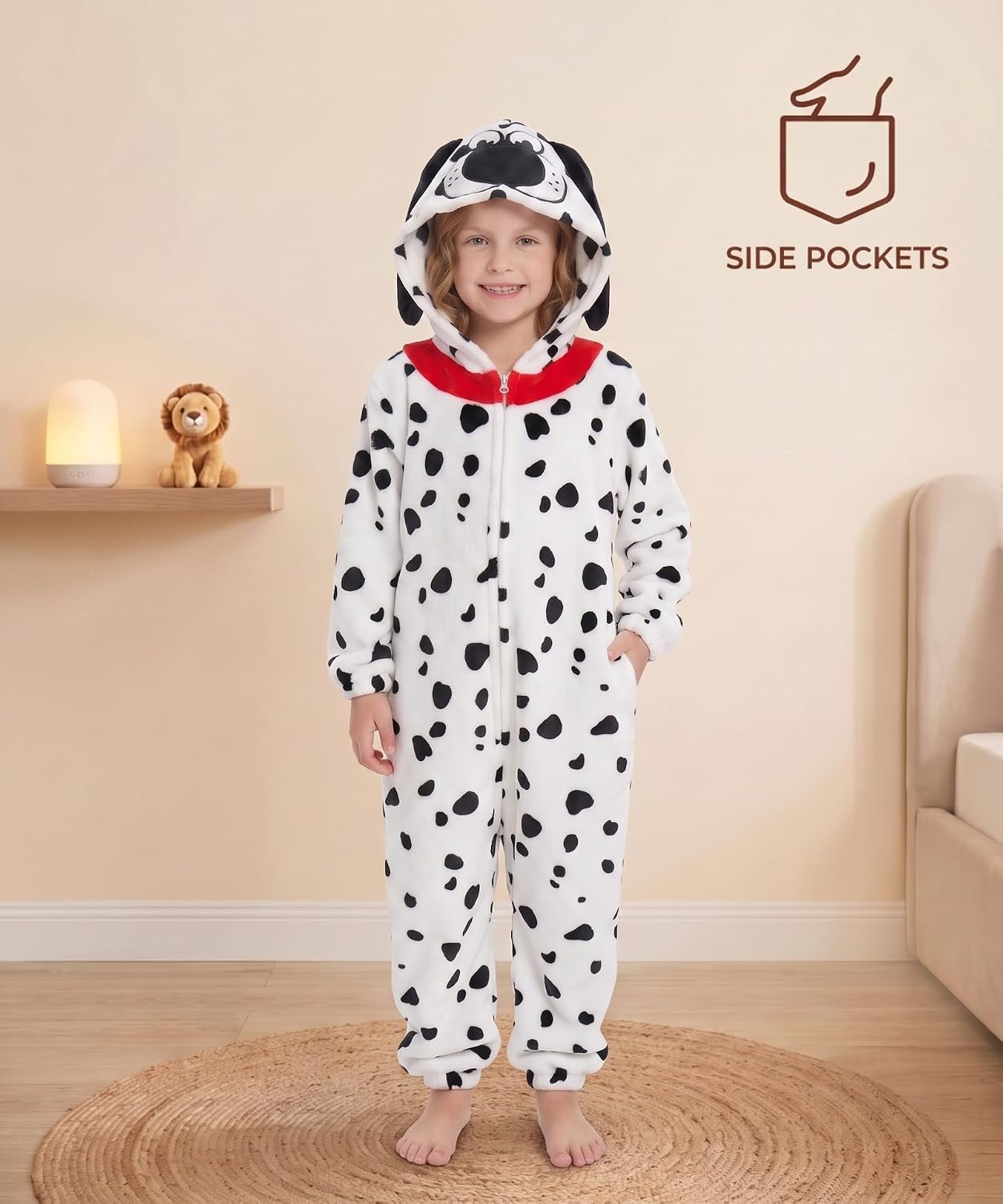 Detalle 2 de LONULAIN WXETSY Kids’ Animal Onesie Pajamas, Flannel Fleece Hood and Pockets