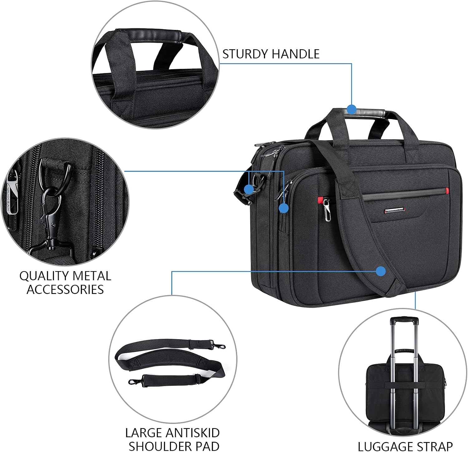 Thumbnail 6 de VANKEAN Laptop Bag Premium Briefcase – 17,3 Zoll, wasserdicht, expandierbar