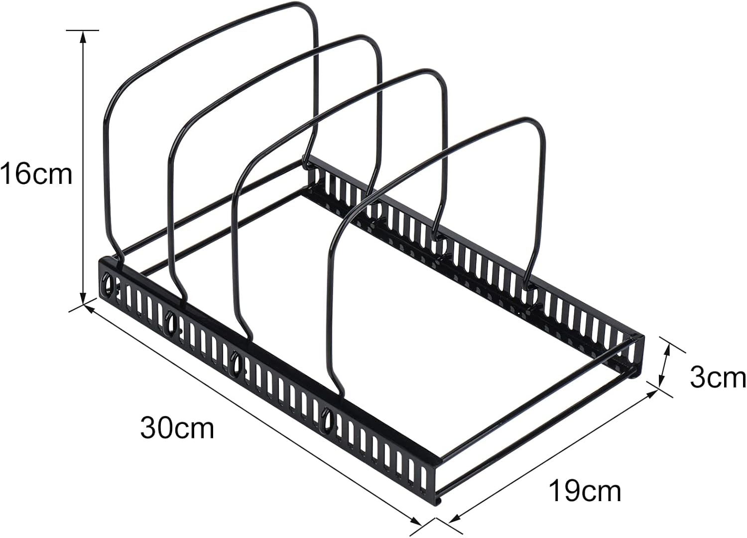 Detalle de Toplife Deckelorganizer für Teller und Deckelhalter mit 10 verstellbaren Teilern – Schwarz