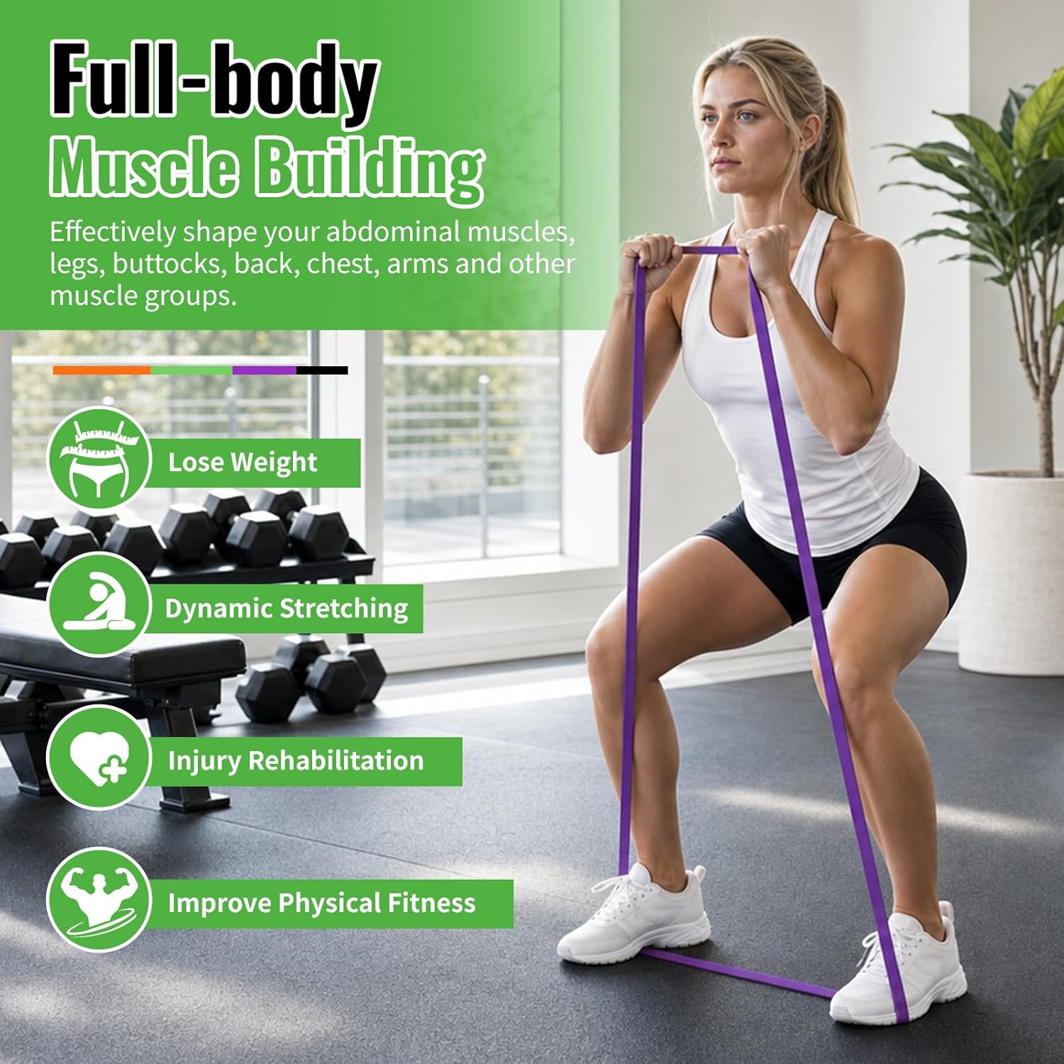 Detalle de Fokky Elastici Fitness Set: 4 livelli di resistenza con ancoraggio porta e borsa