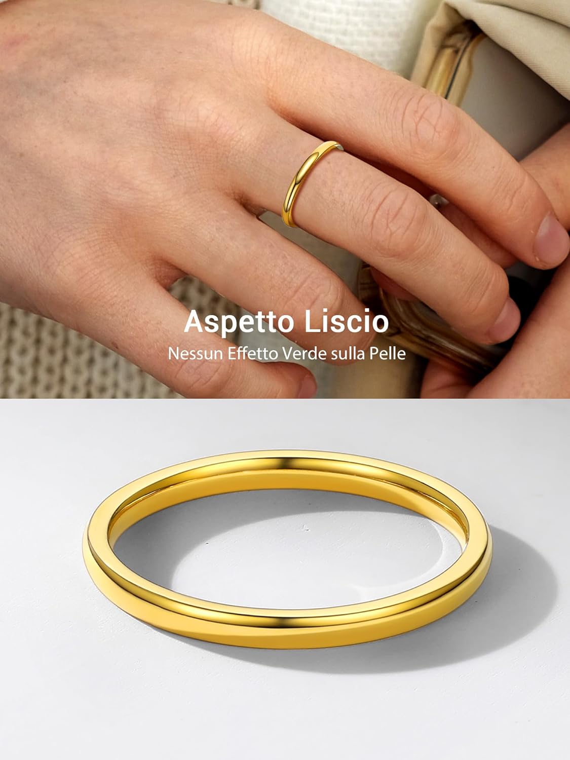 Thumbnail 2 de PROSTEEL anello uomo/donna classico in acciaio inox, incisione personalizzabile (oro 18K placcato o nero) con confezione regalo