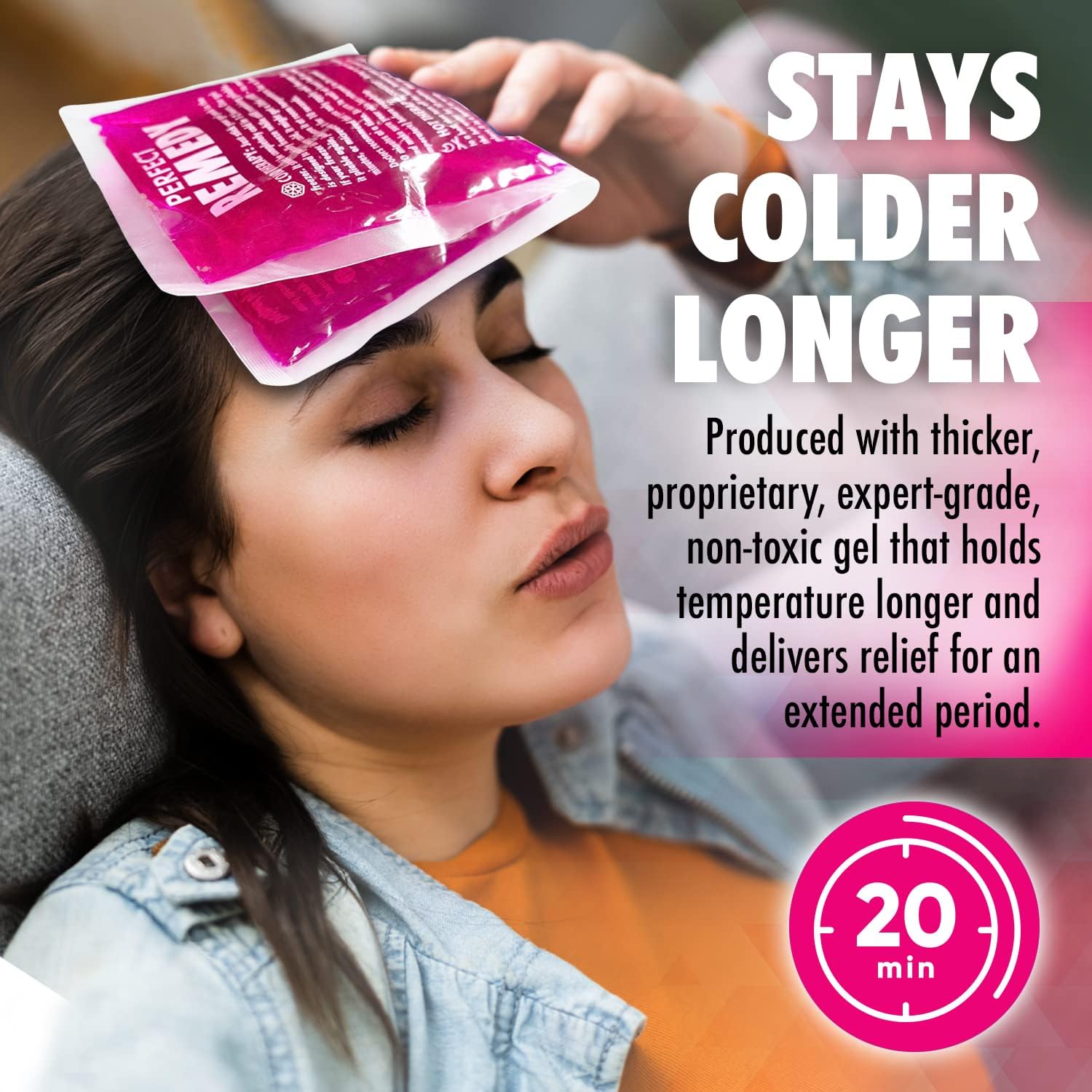 Detalle de Perfect Remedy Gel Ice Pack Hot & Cold Compress (2 Pack, Pink, Large) – Reusable 12 x 6 inch