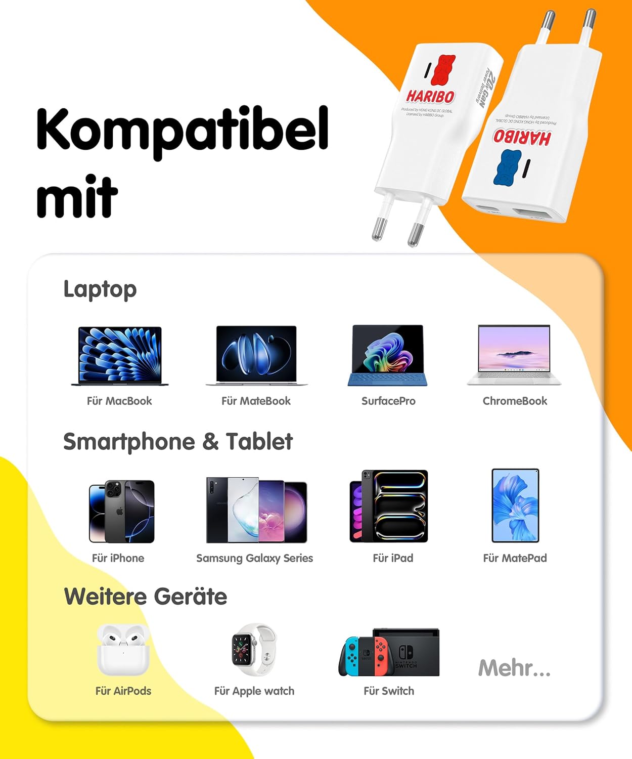 Thumbnail 6 de Haribo Chargeur Rapide USB-C 20W Ultra-Compact pour iPhone et iPad