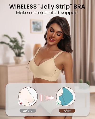 Thumbnail 2 de HORISUN Wireless Push Up Full Coverage Bra - Dark Skin, M, Seamless Comfort