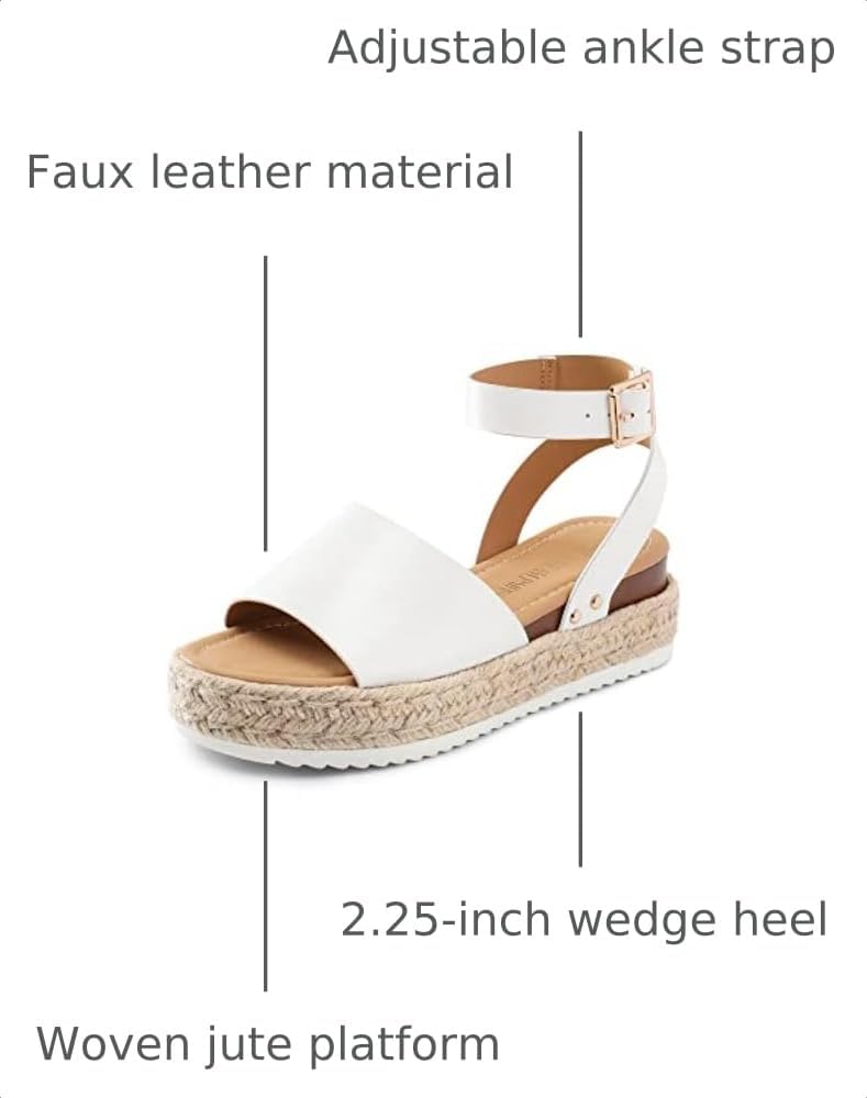 Detalle de DREAM PAIRS Women's Platform Espadrilles: Casual Ankle Strap Wide Wedge Sandals
