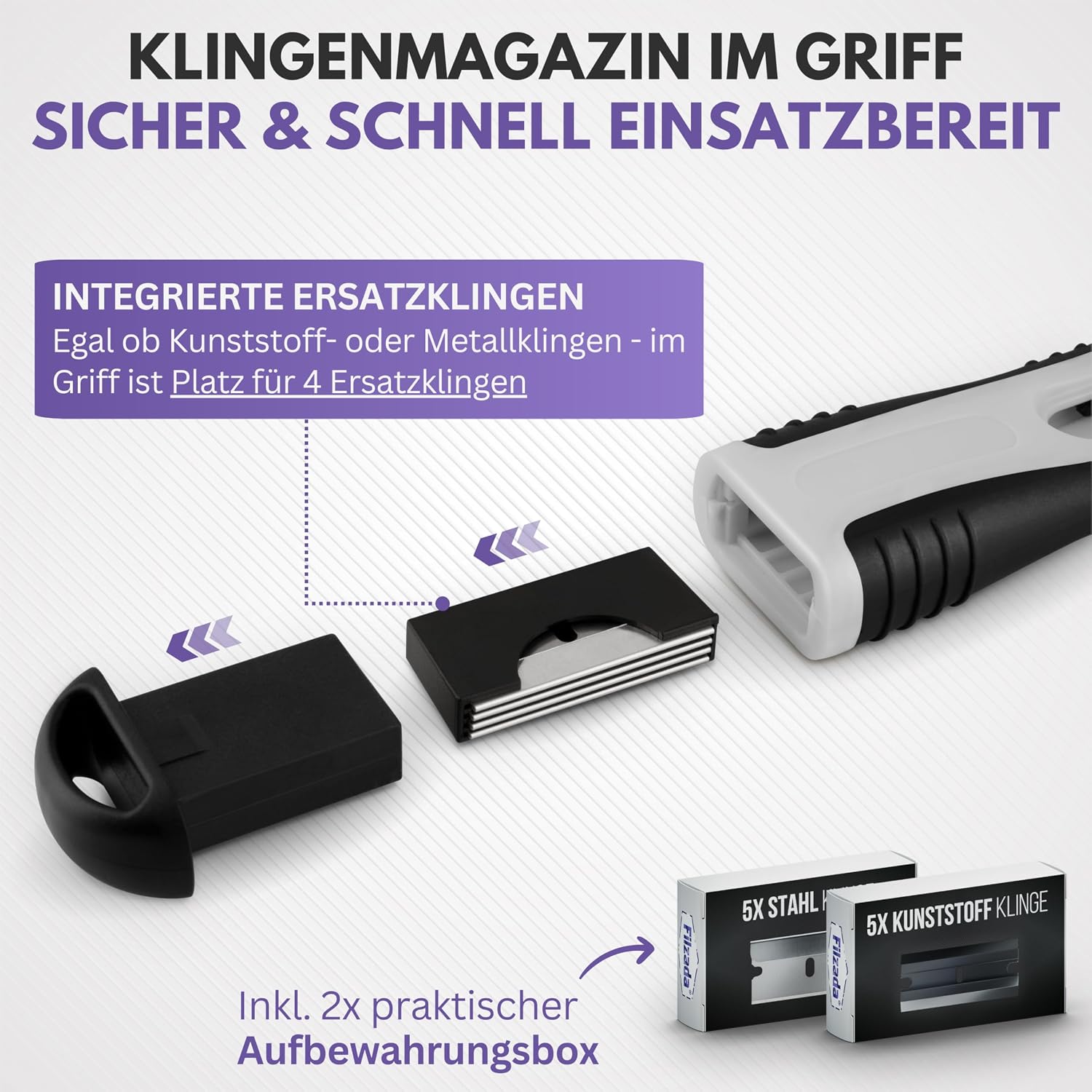 Detalle de Filzada Küchenschaber Grau – Glas-Keramik-Spezialschaber mit 15 Klingen