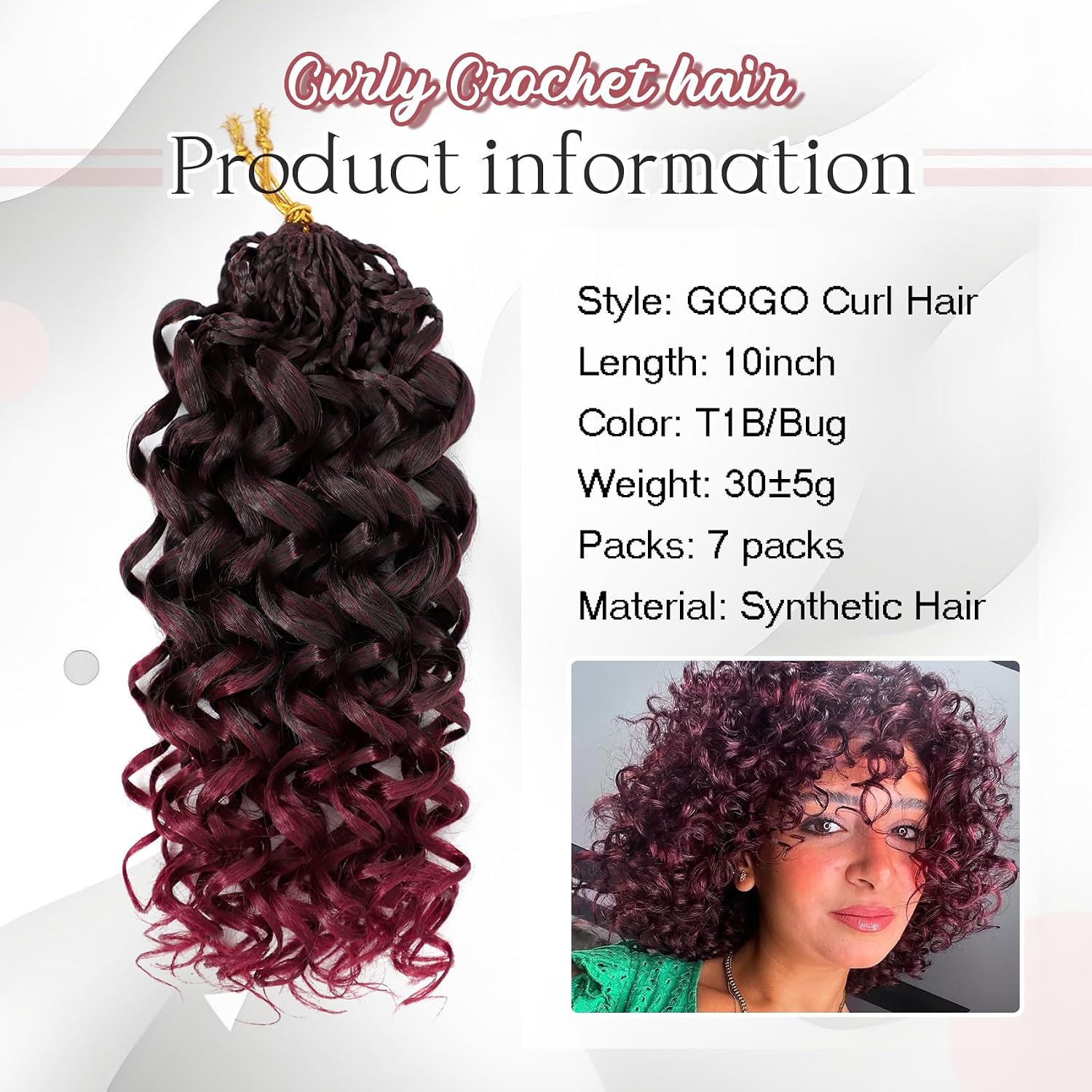 Detalle de Curly Crochet Hair, 10 Inch