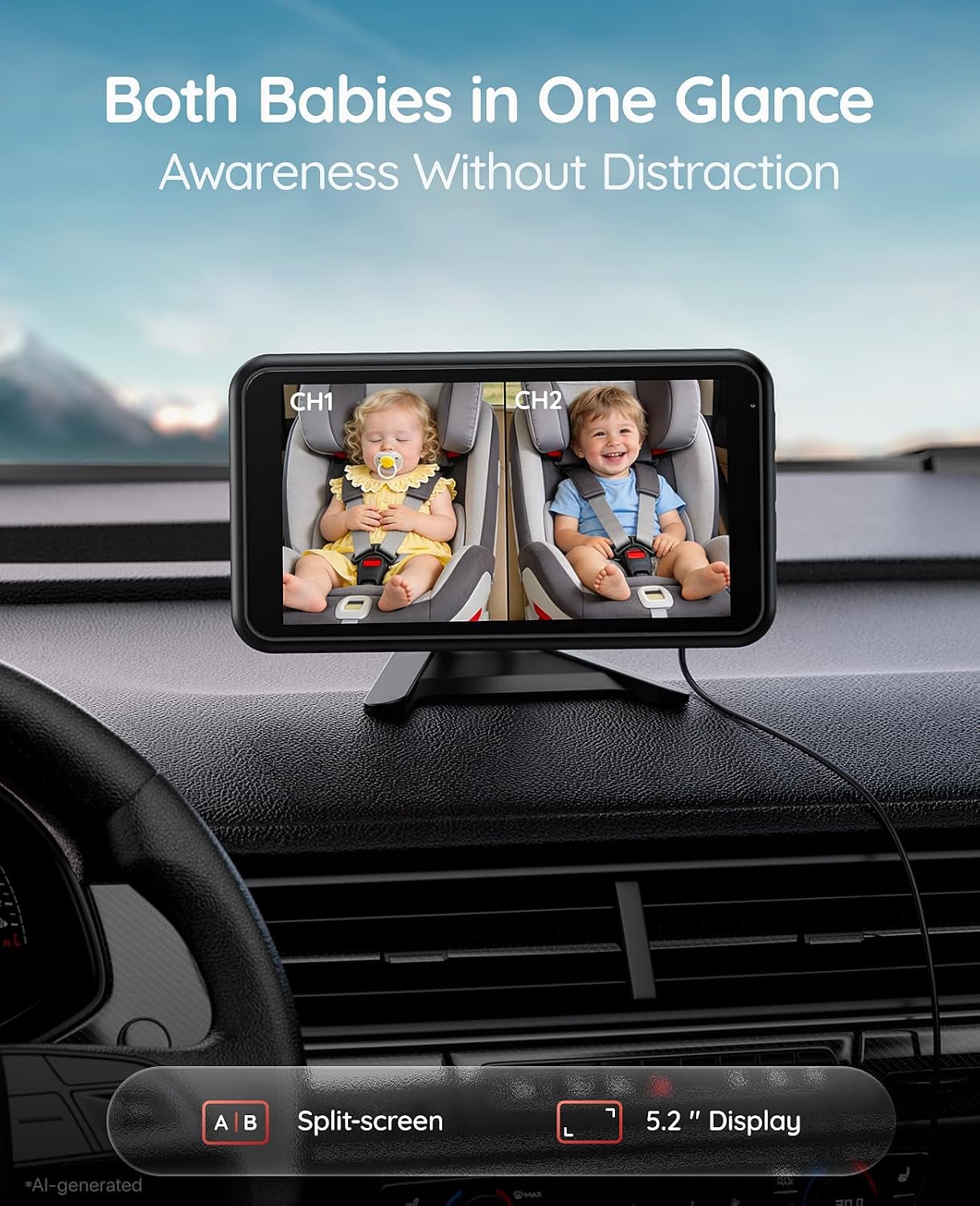 Detalle 2 de Babyvue Dual Baby Car Camera, 5.2-Inch Display