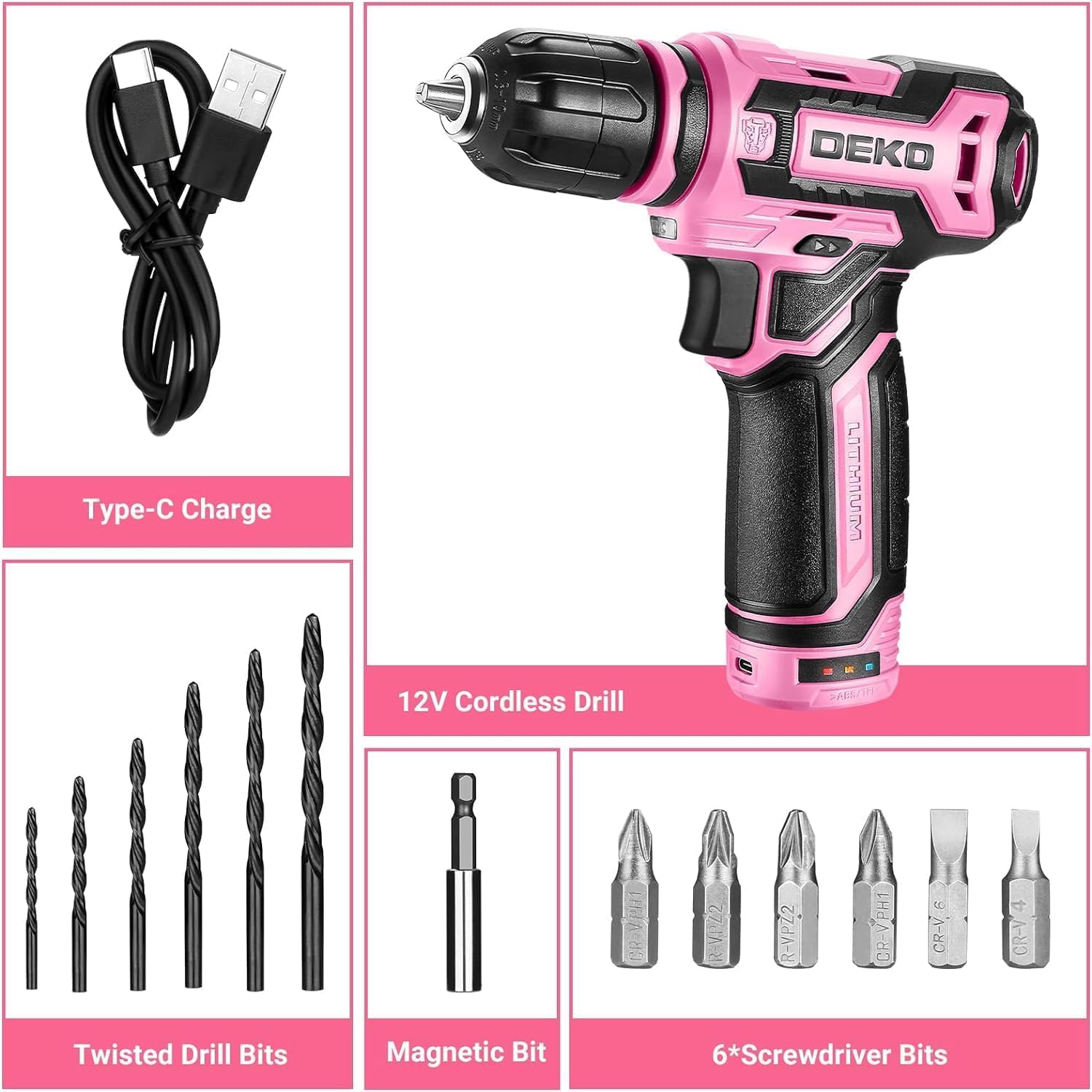 Thumbnail 5 de DEKOPRO 12V cordless drill with 3/8-inch chuck