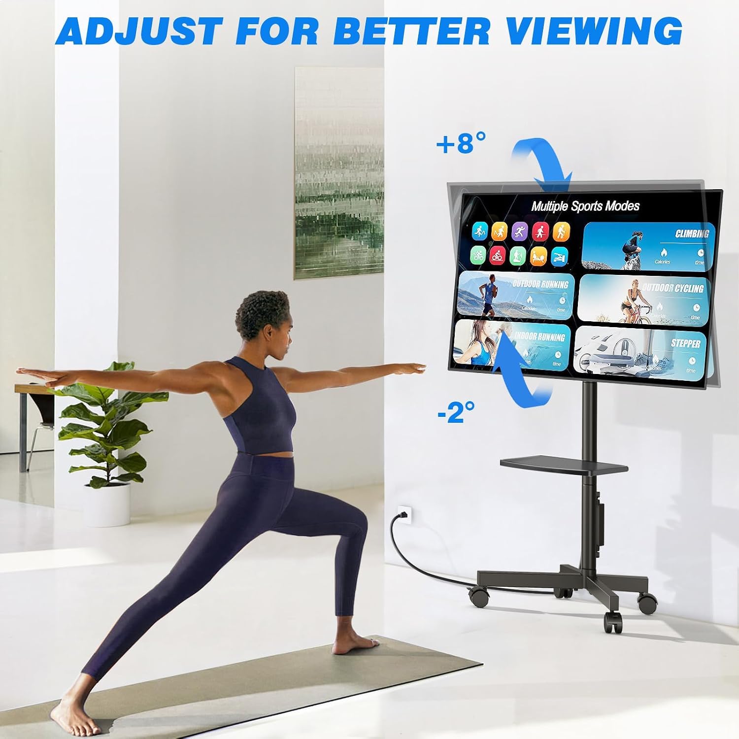 Detalle 2 de Rfiver DMT2004 Mobile TV Stand, 23–60-Inch, 88 lb Capacity, with Power Strip