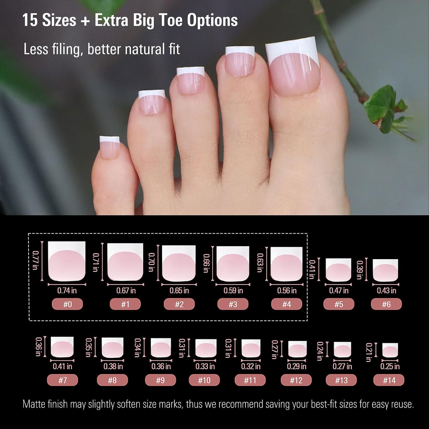 Detalle de YeeLam Press-On Toenails, 240-Piece Pack
