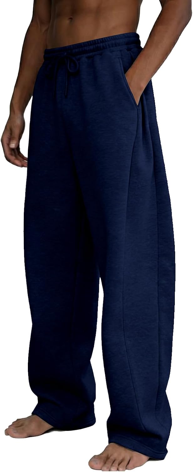 Detalle 2 de Men's Wide-Leg Fleece Sweatpants, 65% Polyester