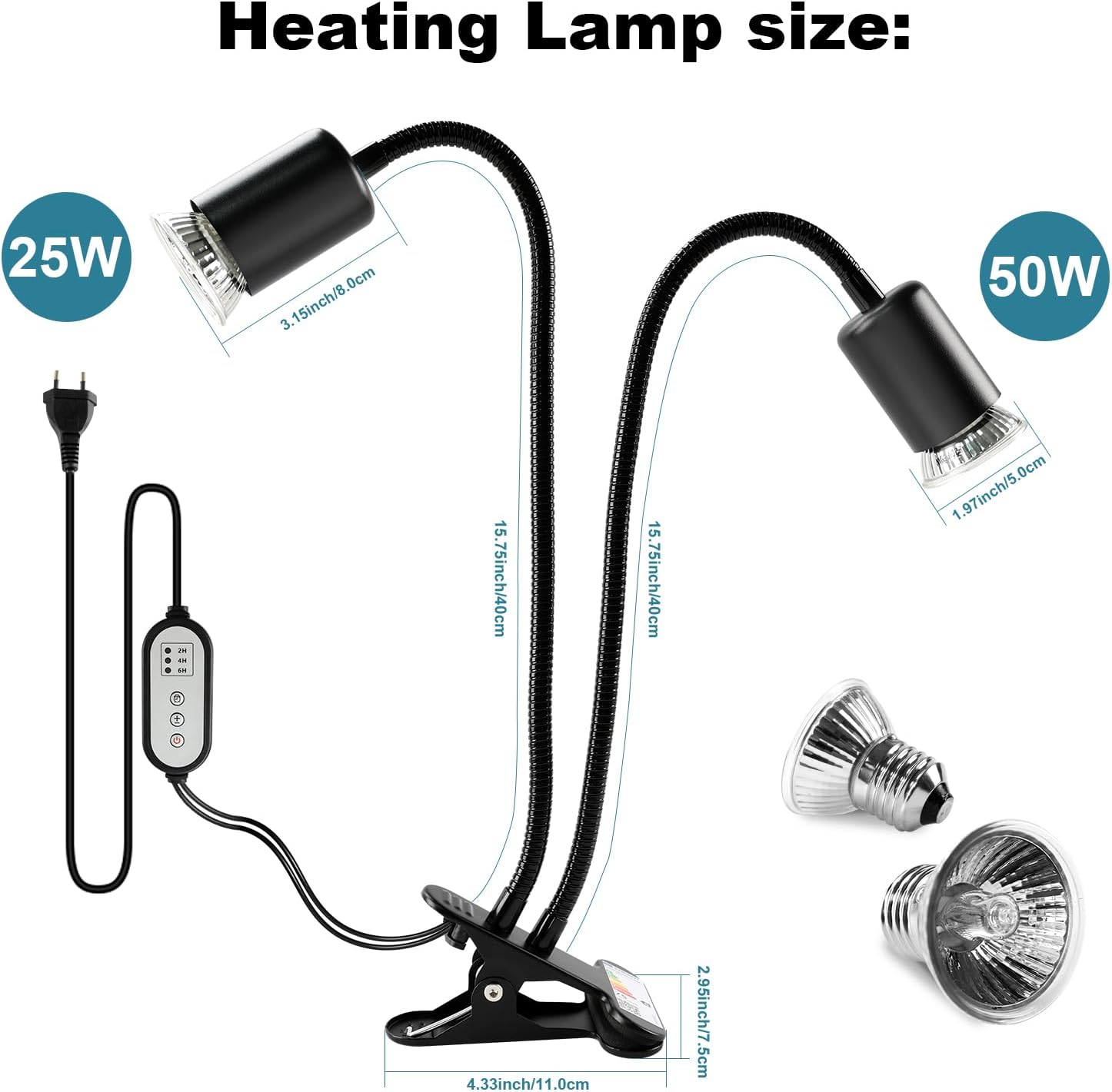 Thumbnail 5 de testyu Lampada riscaldante per tartarughe 25W+50W 🐢