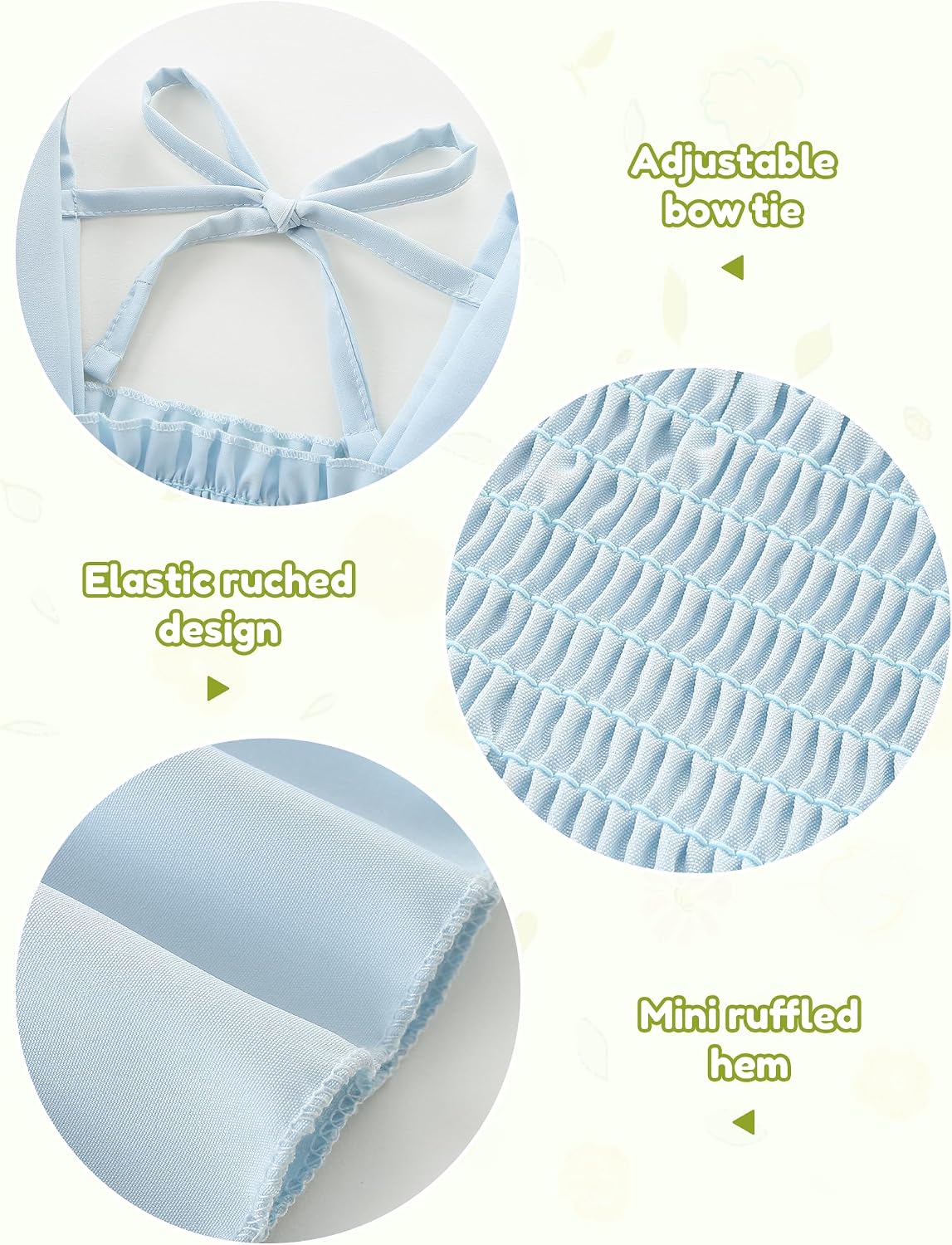 Detalle de KIDDLETOWN Robe Bébé Fille d'Été Sans Manches - A-Line Midi, Volants et Épaules Dénudées