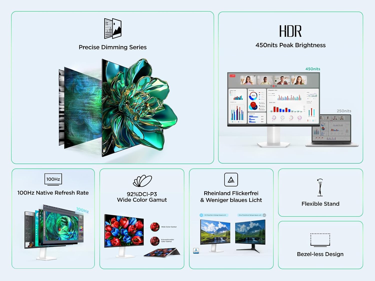 Detalle de TCL 24G54 Mini-LED-Monitor (24 Zoll) mit Full-HD, 100 Hz und VA-Panel
