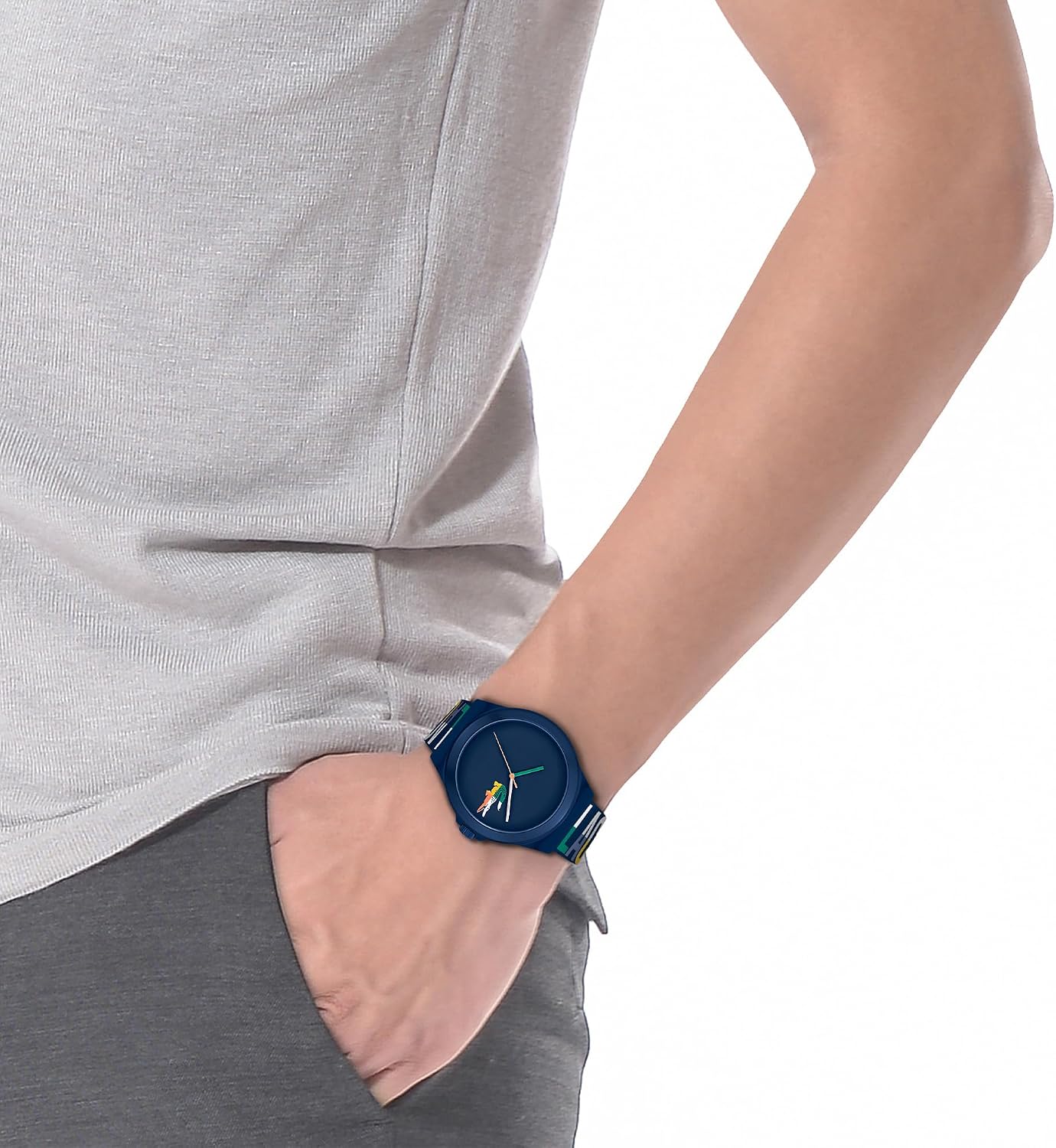 Detalle 2 de Lacoste Montre Analogique à Quartz pour Homme – Collection NEOCROC, bracelet silicone bleu marine (2011184)