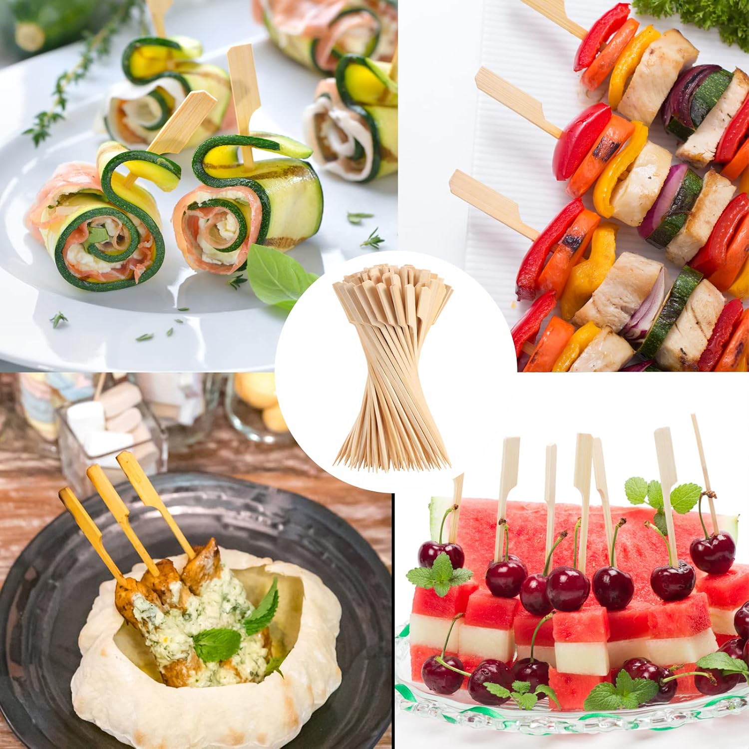 Detalle 1 de BBQStyle 18 CM Bamboo Skewers, 120 Natural Paddle Cocktail Picks