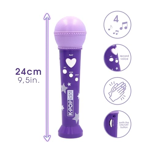 Detalle de K-POP IDOL Micrófono Juguete Musical con Grabación de Voz e Efectos para Pequeños Fans a Partir de 3 Años