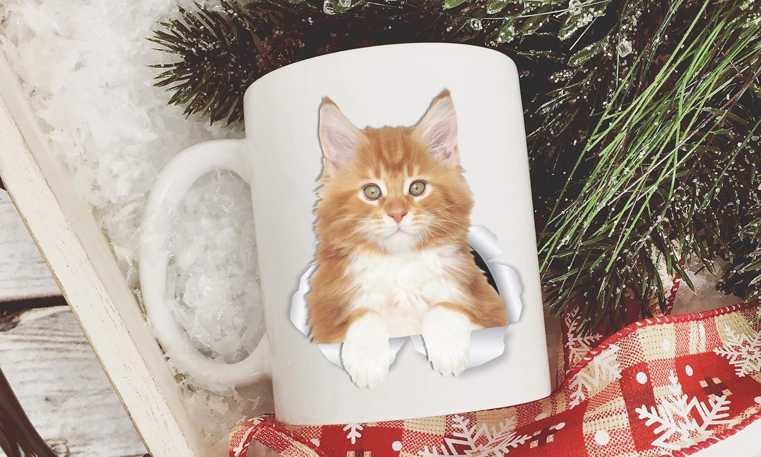 Detalle de Cacheat Cute Kitty Cat Mug - Red 11oz Ceramic Coffee Cup