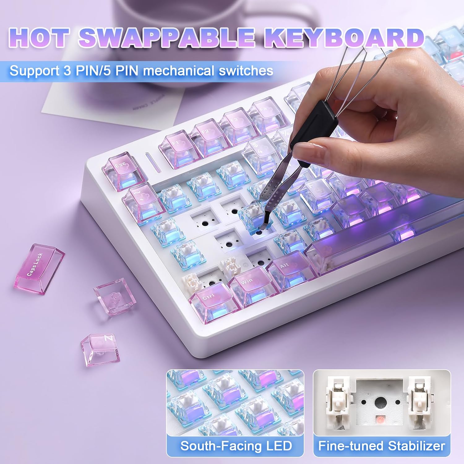 Thumbnail 6 de MIKIBY N75 V2 Mechanical Keyboard: 75% Layout, Gasket, Tri-Mode Wireless