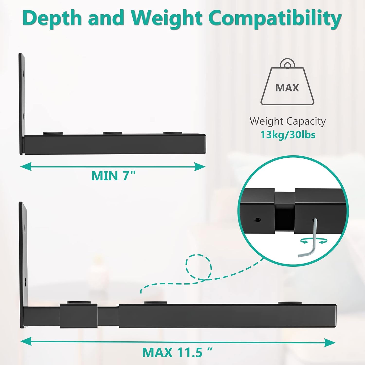 Detalle de WALI Center Channel Speaker Wall Mount SLK201 – Universal Bracket for Soundbars (Up to 13.6 kg)