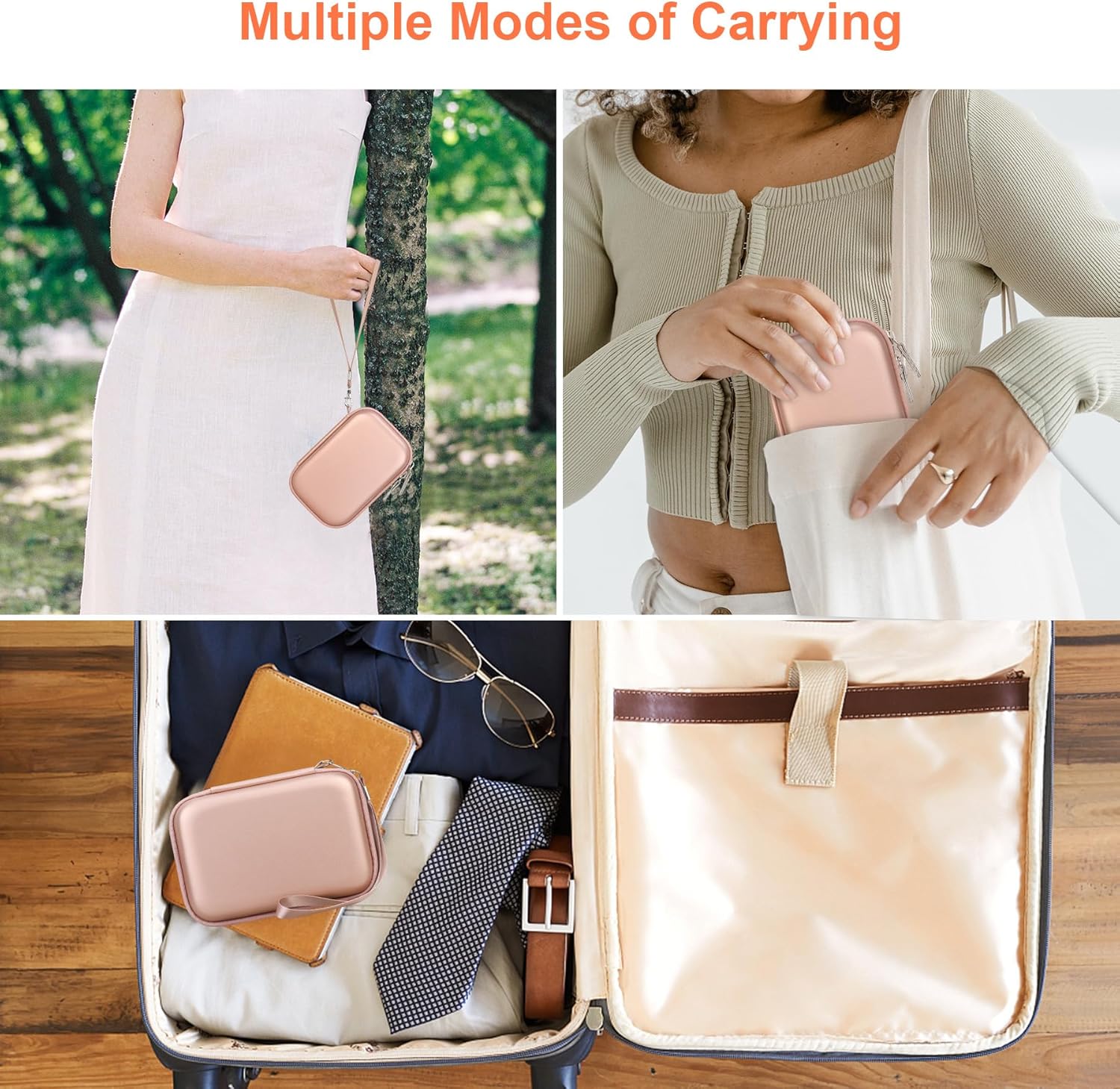 Thumbnail 3 de Canboc Hard Case for Fujifilm Instax Mini Link 2/Link 3 Mini Link Smartphone Printer (Mesh Pocket) – Rose Gold