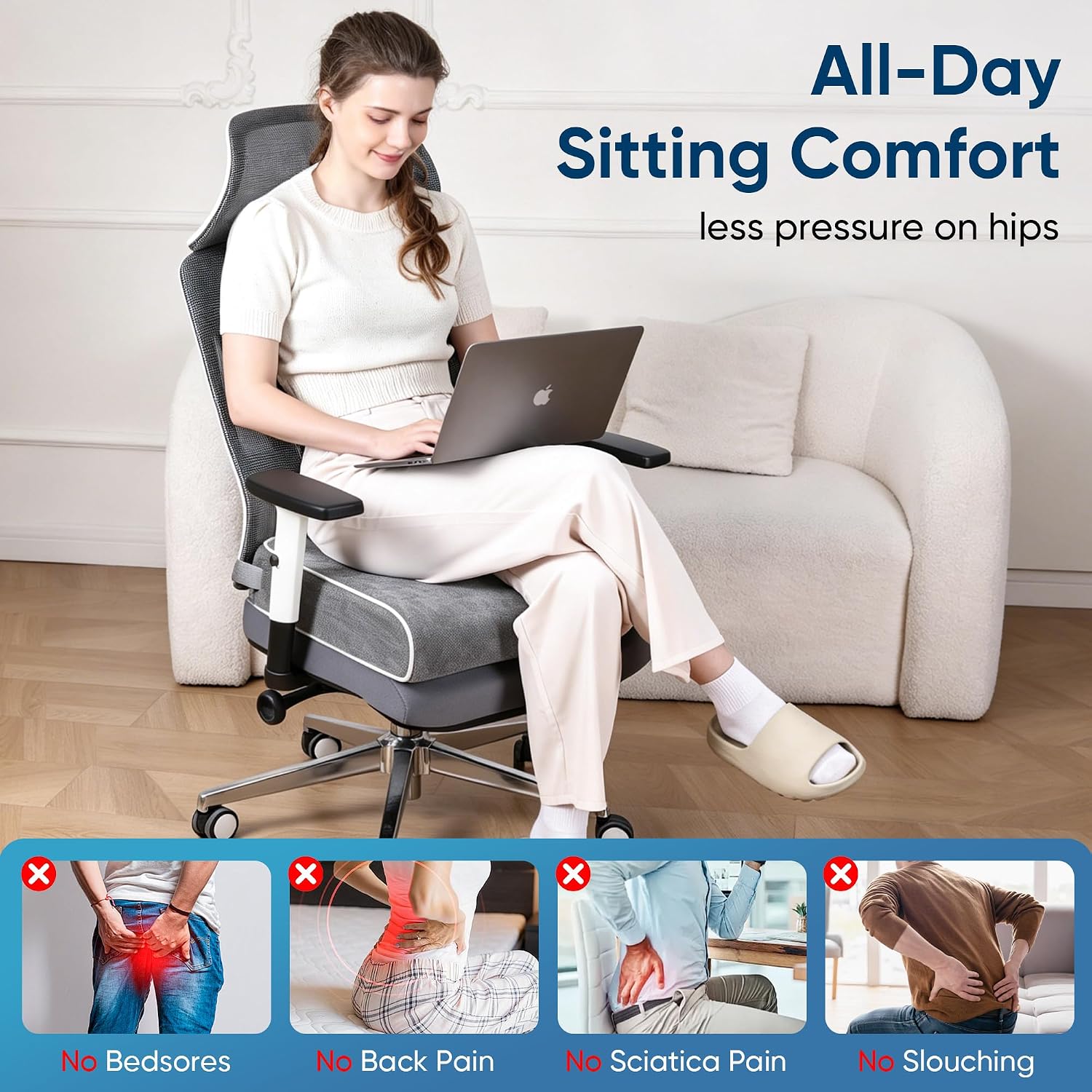 Thumbnail 5 de Safecradle ZD-19*17*4-G-CA Seat Cushion, Extra-Large Memory Foam, Non-Slip